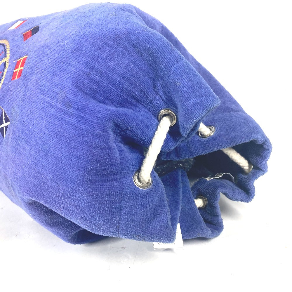 HERMES Shoulder Bag cotton Blue type Marine Pattern Drawstring bag Women Used Authentic