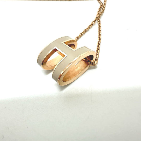 HERMES Necklace metal gold H logo pop ash Women Used Authentic