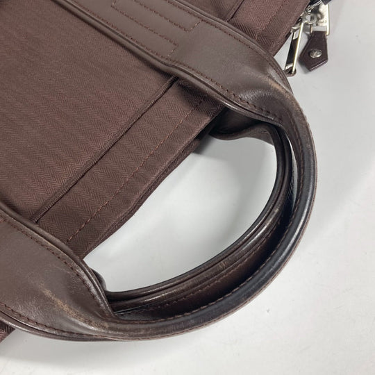 HERMES Business bag Nylon Brown Shoulder Acapulco Odinatur mens Used Authentic