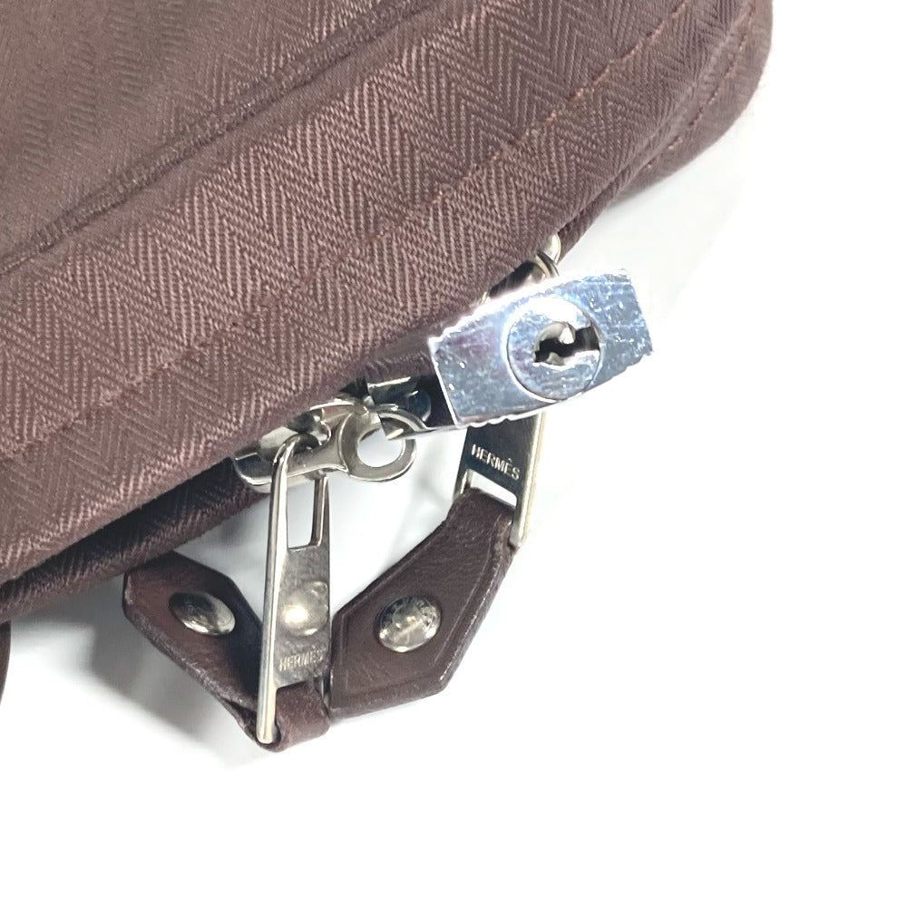 HERMES Business bag Nylon Brown Shoulder Acapulco Odinatur mens Used Authentic