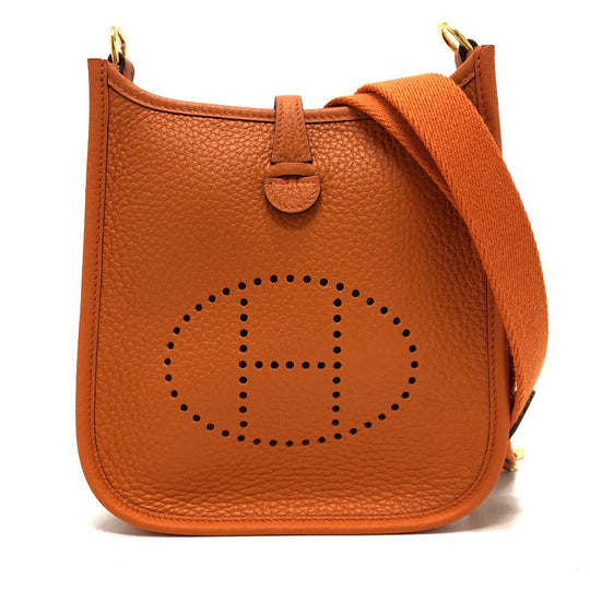 HERMES Shoulder Bag Taurillon Clemence Orange Evelyn TPM Women Used Authentic