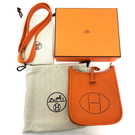 HERMES Shoulder Bag Taurillon Clemence Orange Evelyn TPM Women Used Authentic