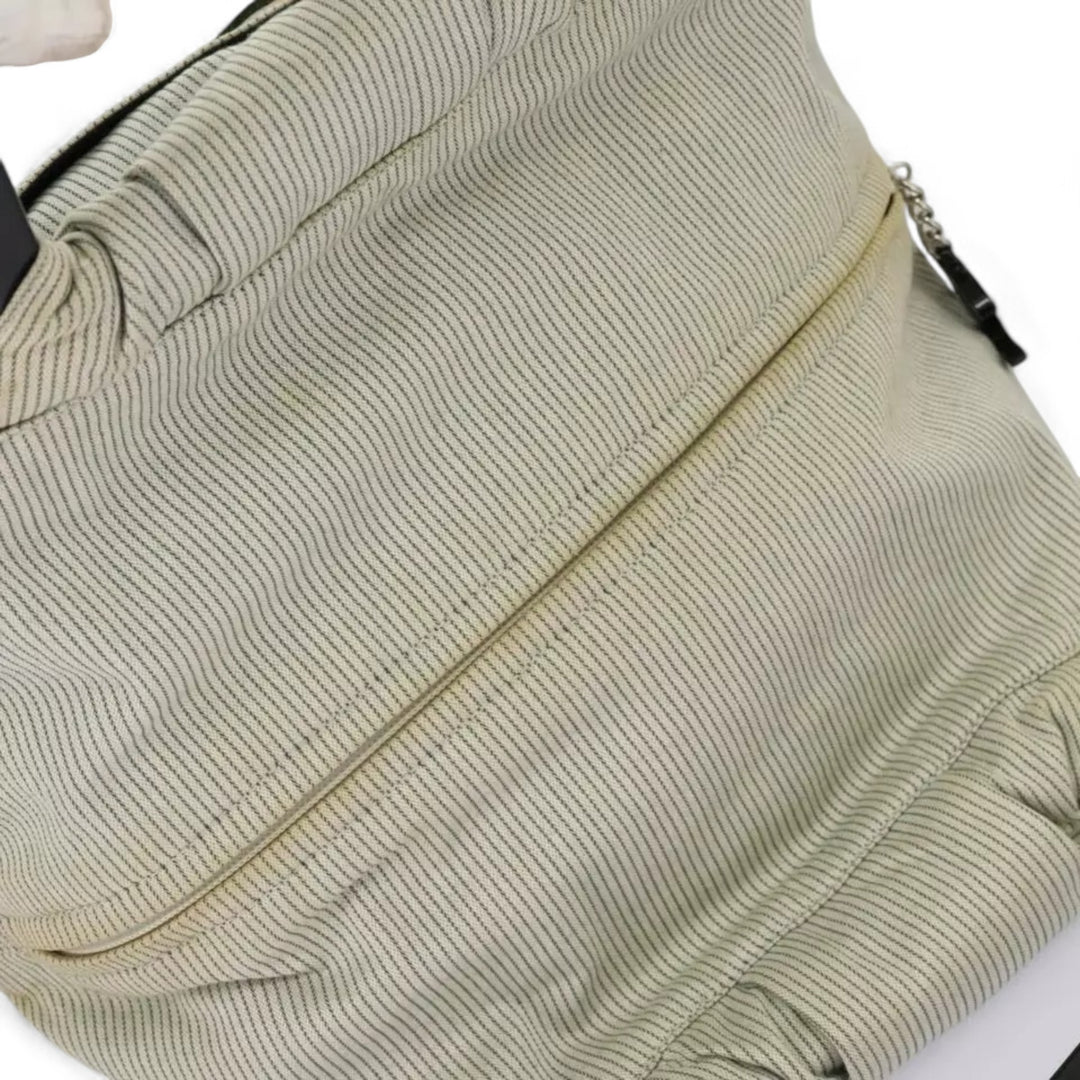 Chanel Handbag Canvas Green Silver CC Logo Bag