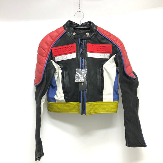 DIESEL Jacket leather multicolor Riders Women XXS Used Authentic