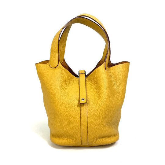 HERMES Handbag Taurillon Clemence yellow Picotin Lock MM 22 Women Used Authentic