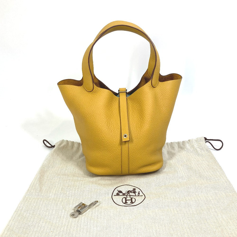 HERMES Handbag Taurillon Clemence yellow Picotin Lock MM 22 Women Used Authentic