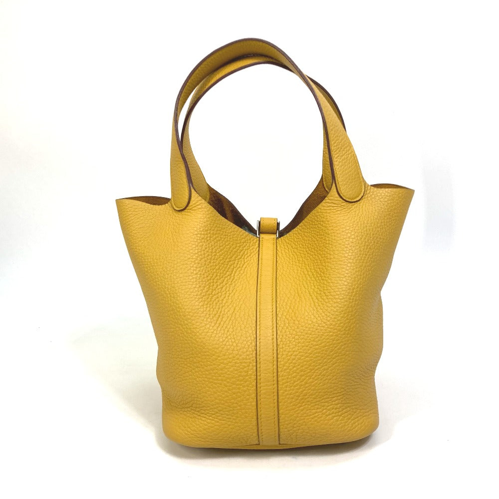 HERMES Handbag Taurillon Clemence yellow Picotin Lock MM 22 Women Used Authentic