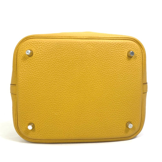 HERMES Handbag Taurillon Clemence yellow Picotin Lock MM 22 Women Used Authentic