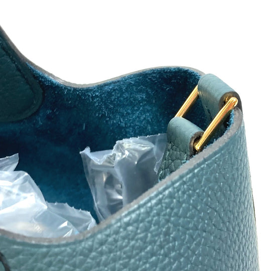 HERMES Handbag Taurillon Clemence Green x Blue type Pico Tan Lock MM