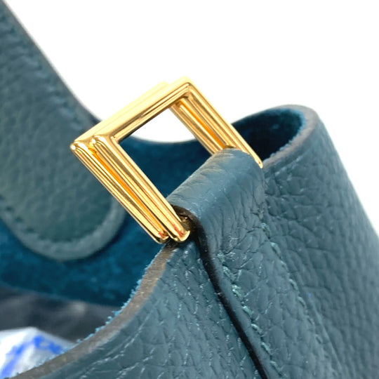 HERMES Handbag Taurillon Clemence Green x Blue type Pico Tan Lock MM