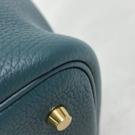 HERMES Handbag Taurillon Clemence Green x Blue type Pico Tan Lock MM