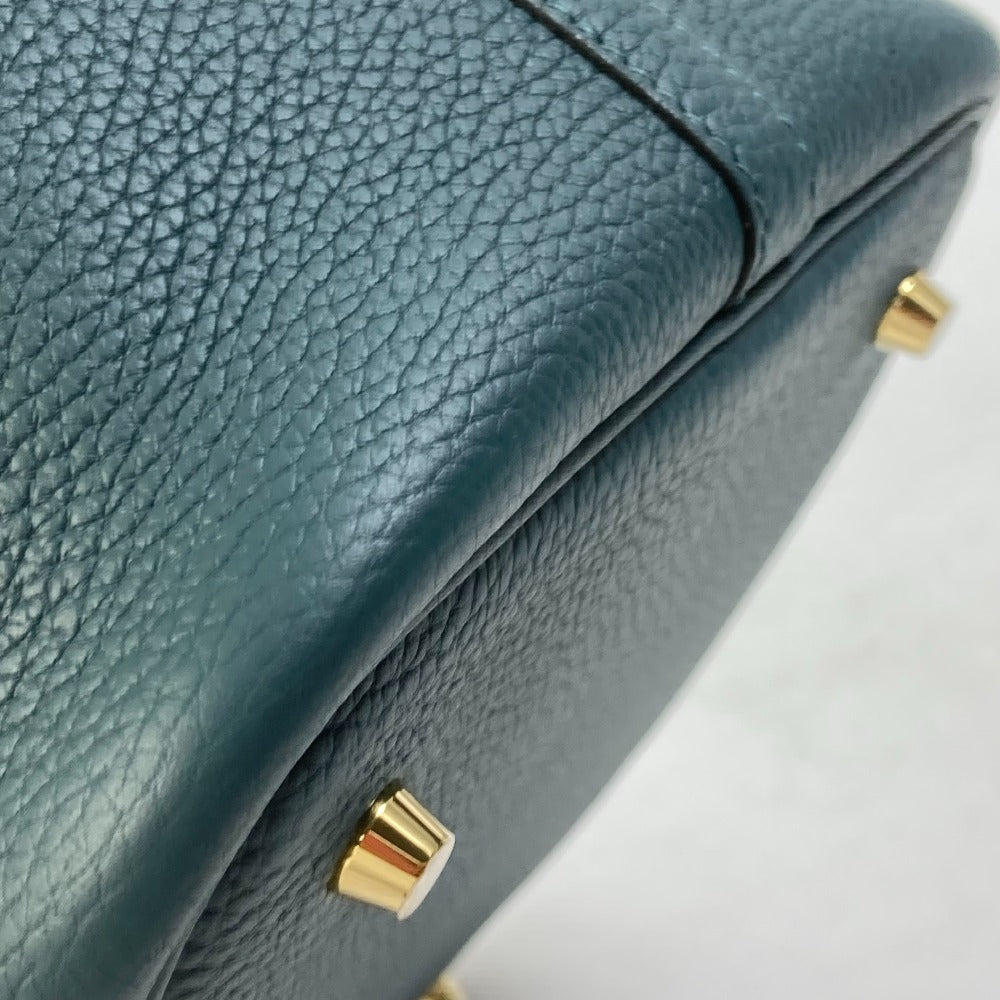 HERMES Handbag Taurillon Clemence Green x Blue type Pico Tan Lock MM