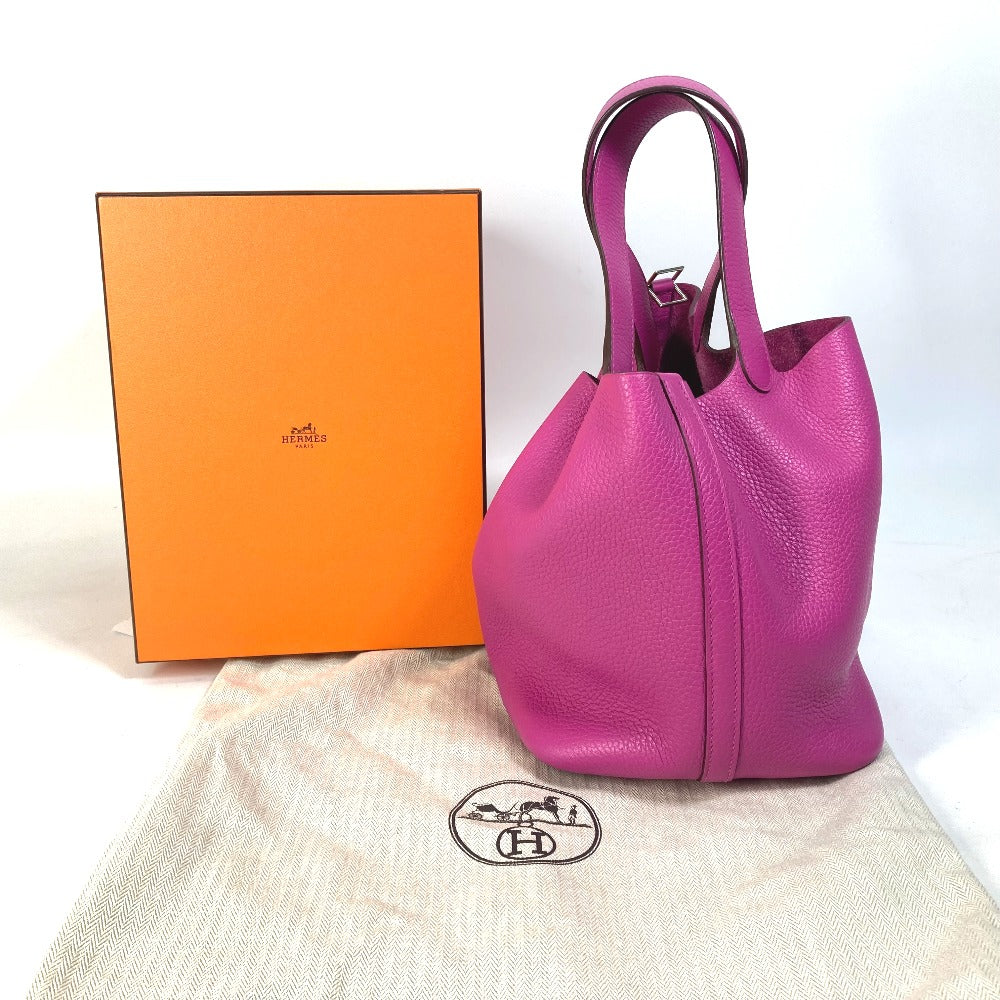 HERMES Handbag Taurillon Clemence pink Pico Tan Lock MM Women Used Authentic