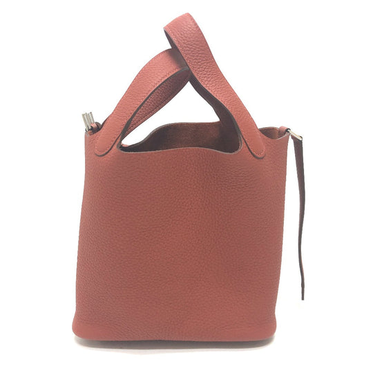 HERMES Handbag Taurillon Clemence Red Picotan Lock PM