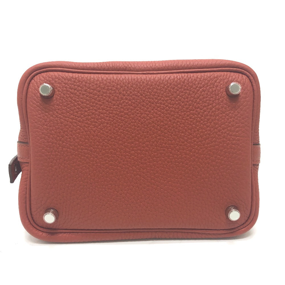 HERMES Handbag Taurillon Clemence Red Picotan Lock PM