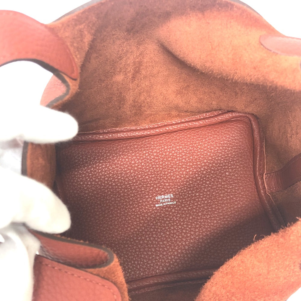 HERMES Handbag Taurillon Clemence Red Picotan Lock PM