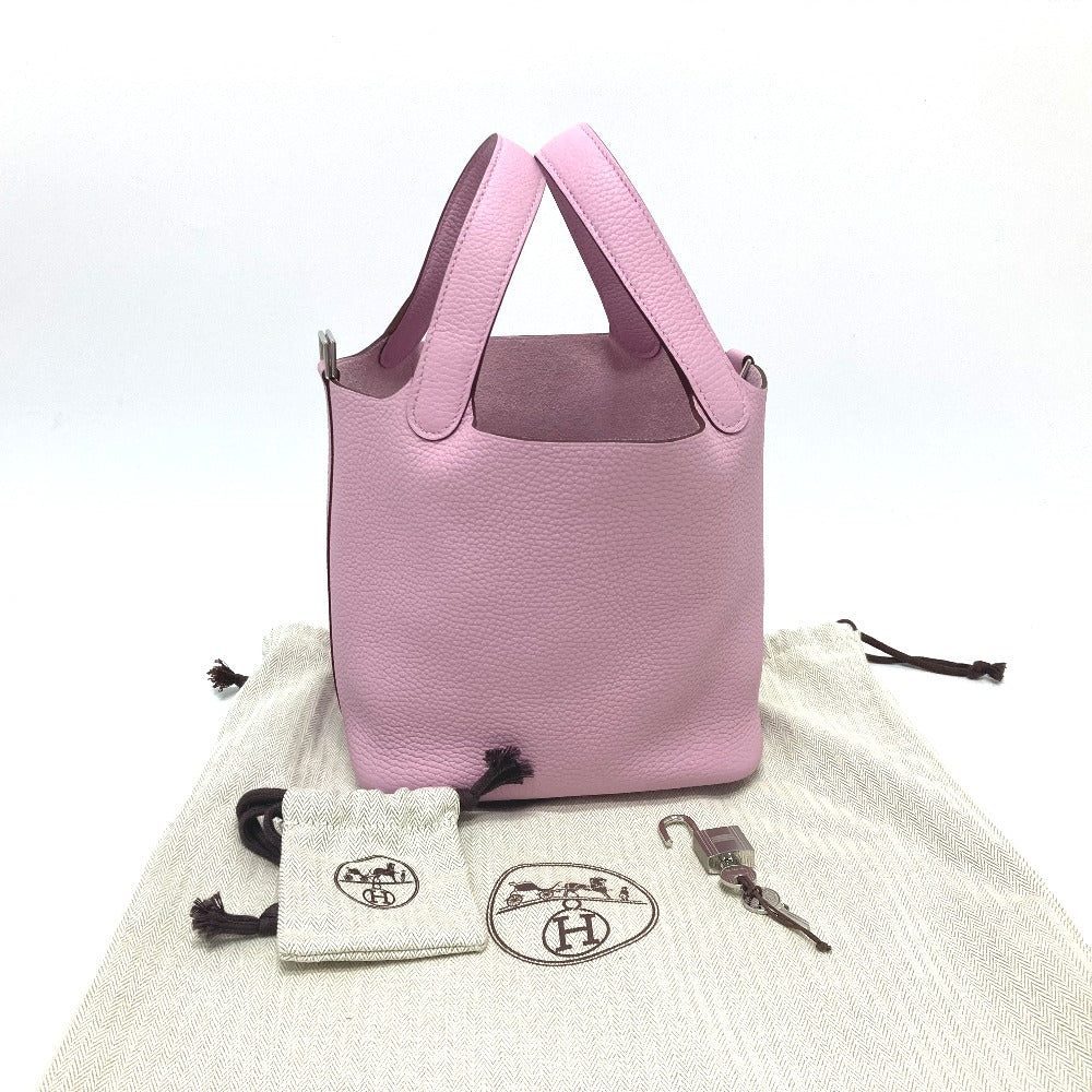HERMES Handbag Taurillon Clemence pink Picotan Lock PM