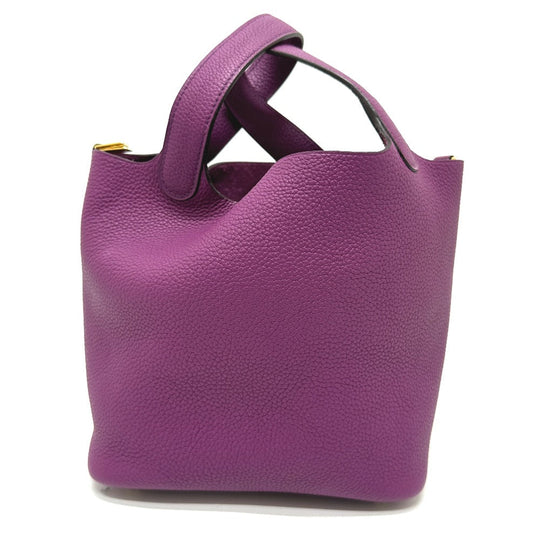 HERMES Handbag Taurillon Clemence purple Picotan Lock PM Women Used Authentic