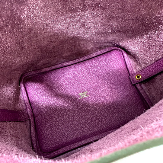 HERMES Handbag Taurillon Clemence purple Picotan Lock PM Women Used Authentic