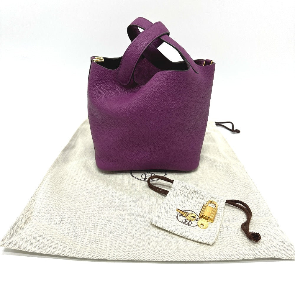 HERMES Handbag Taurillon Clemence purple Picotan Lock PM Women Used Authentic