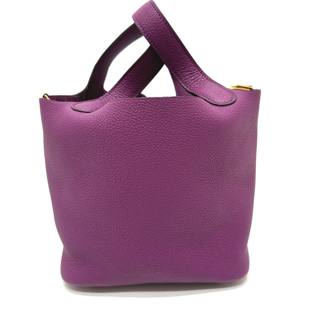 HERMES Handbag Taurillon Clemence purple Picotan Lock PM Women Used Authentic