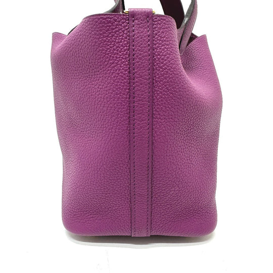 HERMES Handbag Taurillon Clemence purple Picotan Lock PM Women Used Authentic