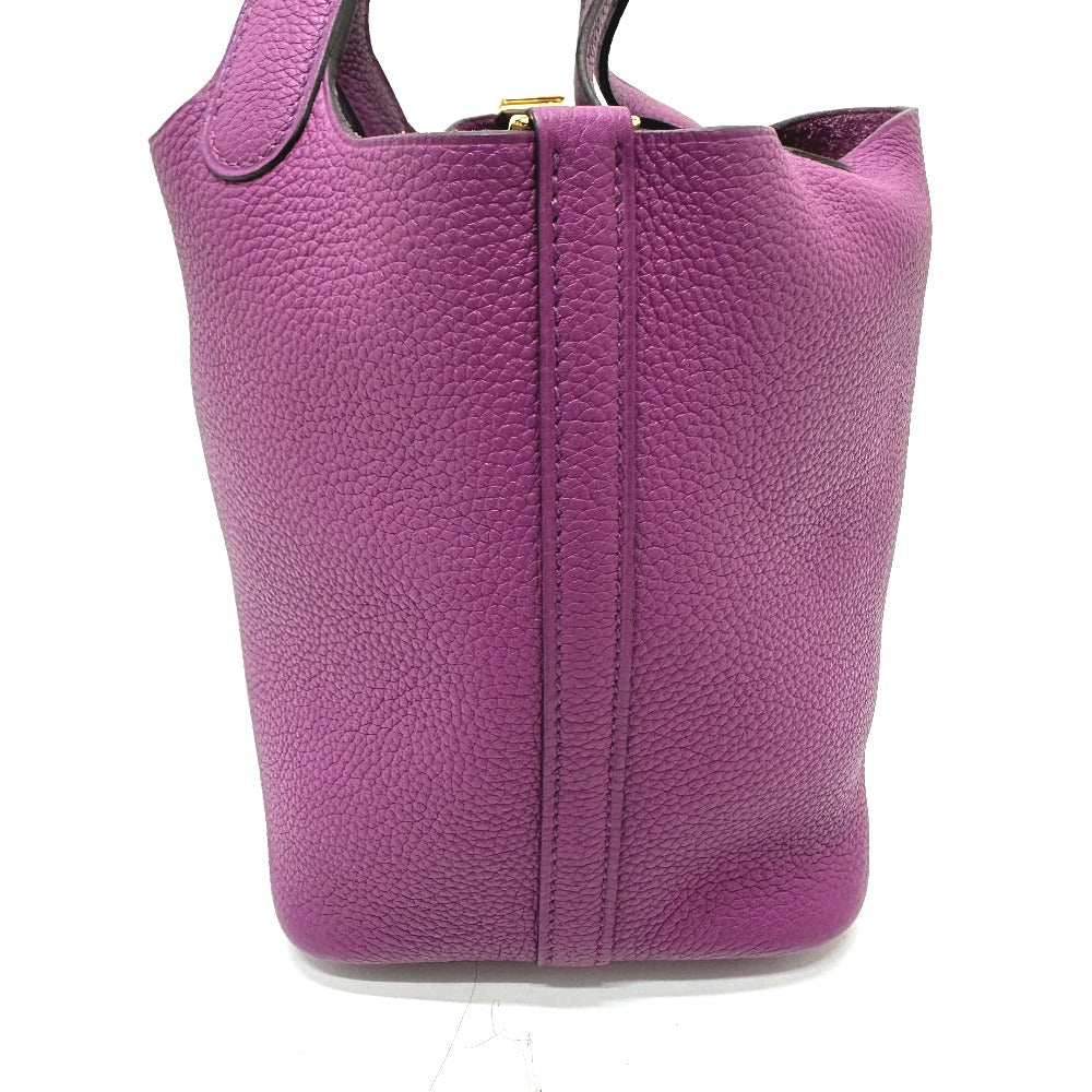 HERMES Handbag Taurillon Clemence purple Picotan Lock PM Women Used Authentic