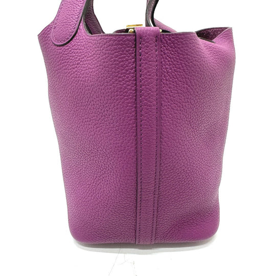 HERMES Handbag Taurillon Clemence purple Picotan Lock PM Women Used Authentic