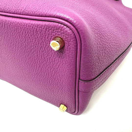 HERMES Handbag Taurillon Clemence purple Picotan Lock PM Women Used Authentic