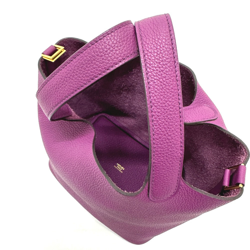 HERMES Handbag Taurillon Clemence purple Picotan Lock PM Women Used Authentic