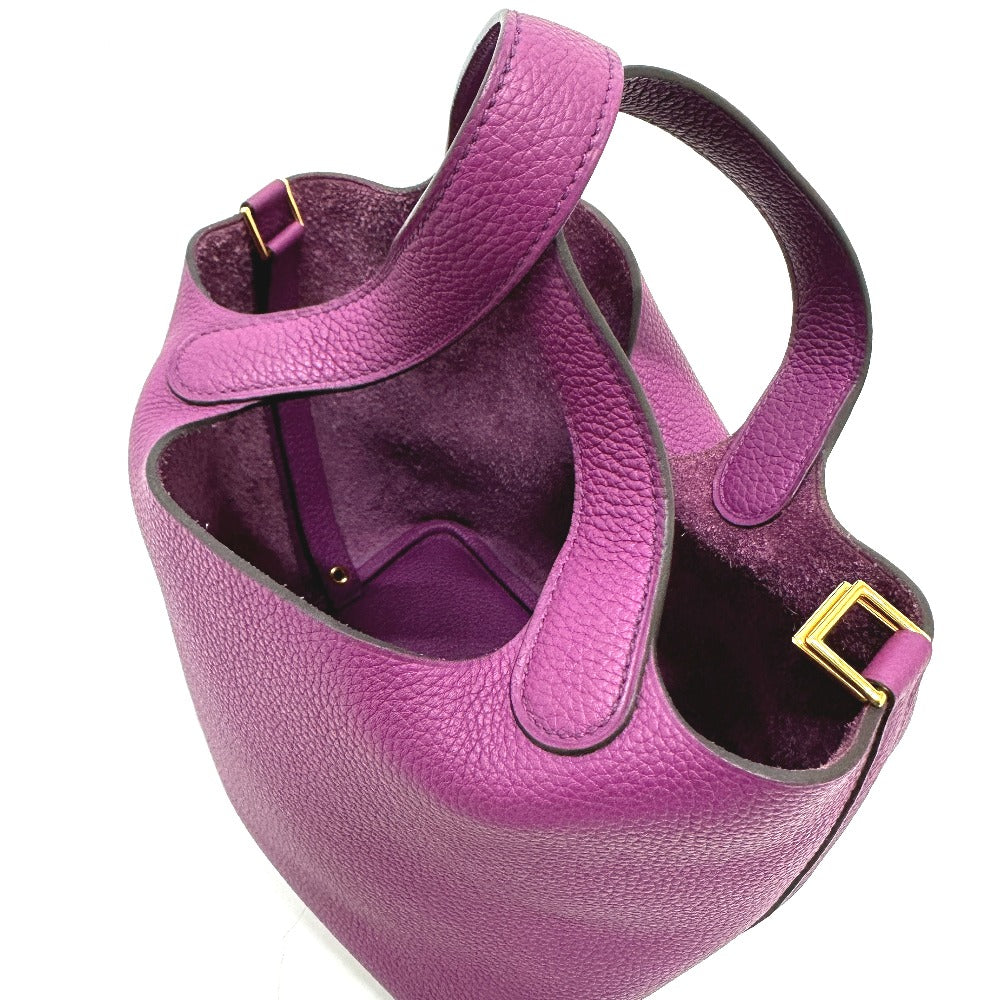 HERMES Handbag Taurillon Clemence purple Picotan Lock PM Women Used Authentic