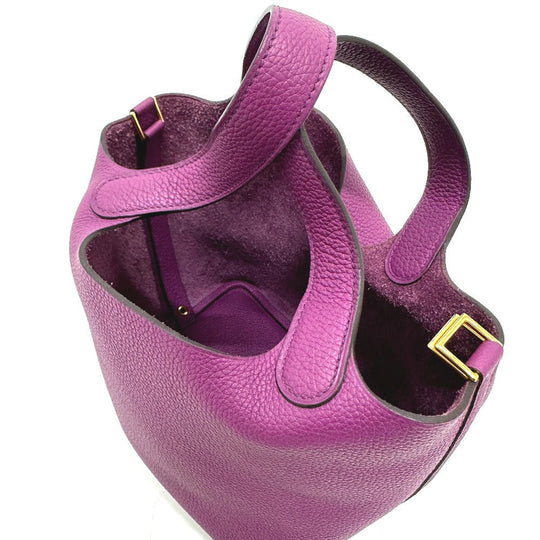HERMES Handbag Taurillon Clemence purple Picotan Lock PM Women Used Authentic