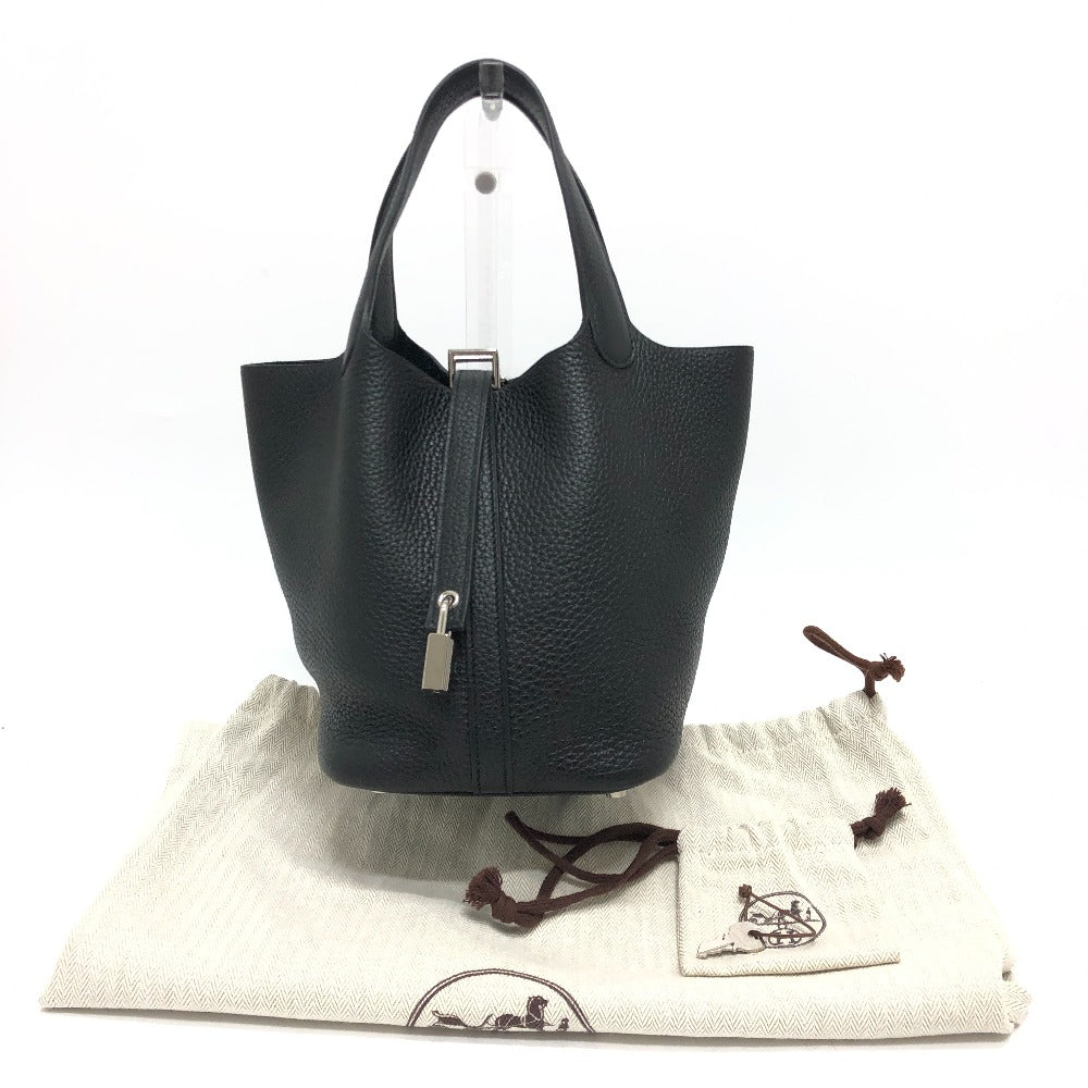 HERMES Handbag leather black Picotan Lock PM