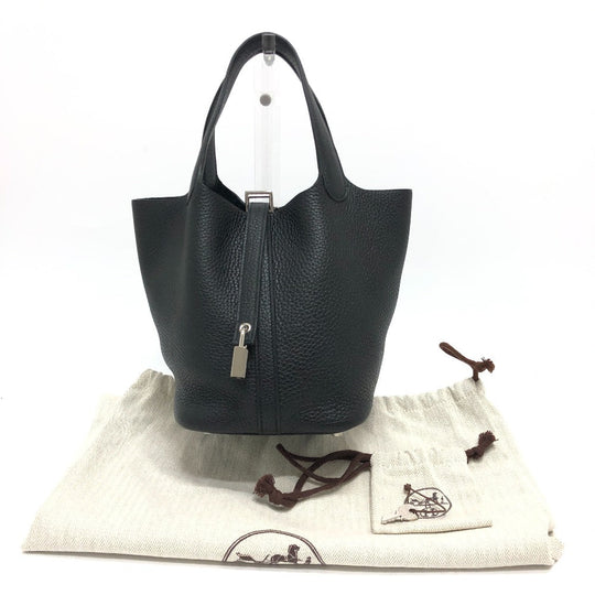 HERMES Handbag leather black Picotan Lock PM