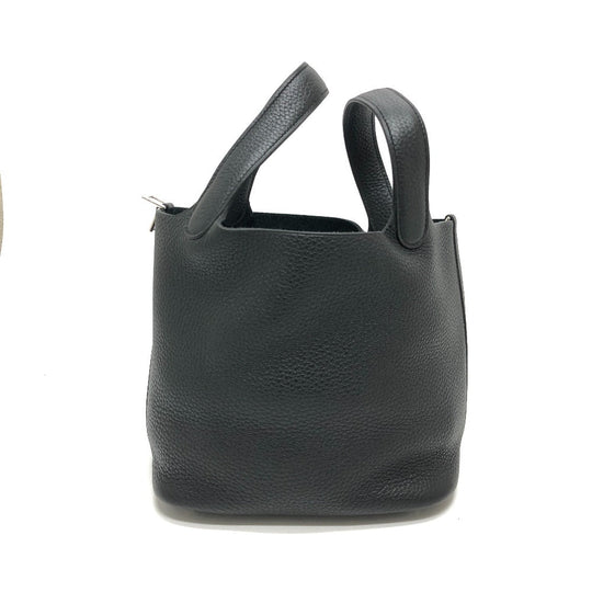 HERMES Handbag leather black Picotan Lock PM