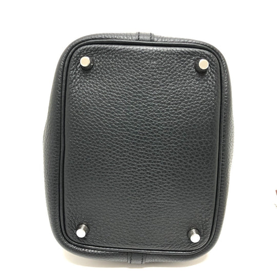 HERMES Handbag leather black Picotan Lock PM