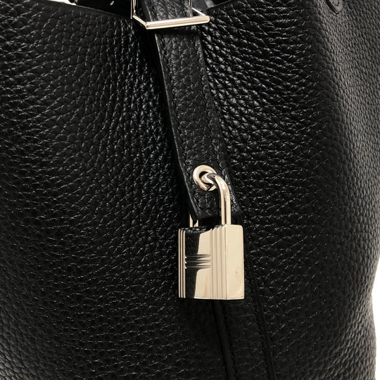 HERMES Handbag leather black Picotan Lock PM