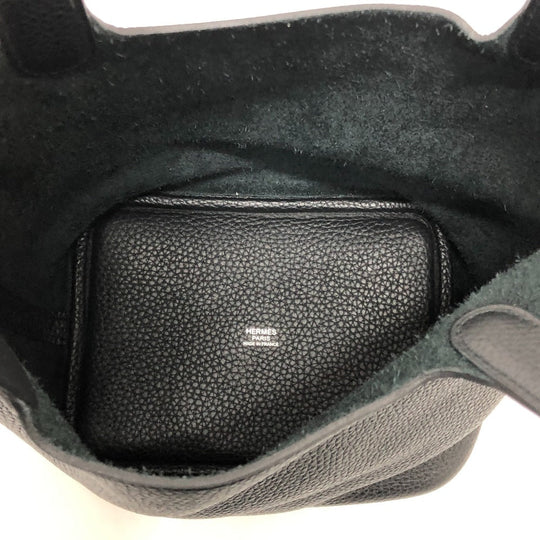 HERMES Handbag leather black Picotan Lock PM