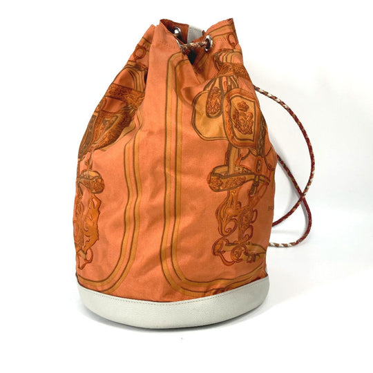 HERMES Shoulder Bag Silk, Leather Orange Shoulder soie cool 22 brides de gala Women Used Authentic