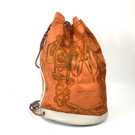 HERMES Shoulder Bag Silk, Leather Orange Shoulder soie cool 22 brides de gala Women Used Authentic