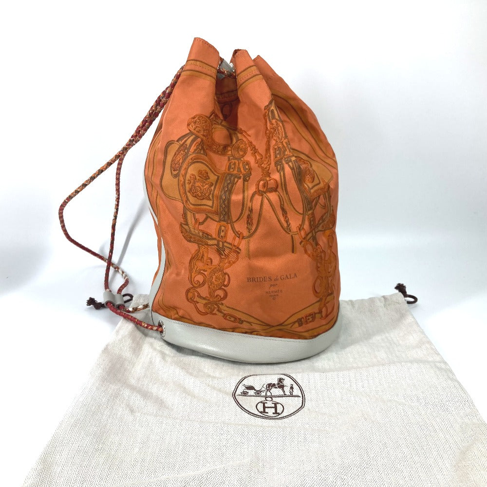 HERMES Shoulder Bag Silk, Leather Orange Shoulder soie cool 22 brides de gala Women Used Authentic