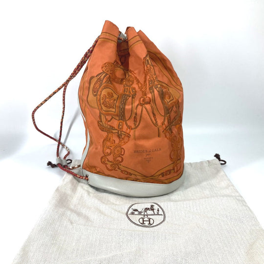 HERMES Shoulder Bag Silk, Leather Orange Shoulder soie cool 22 brides de gala Women Used Authentic