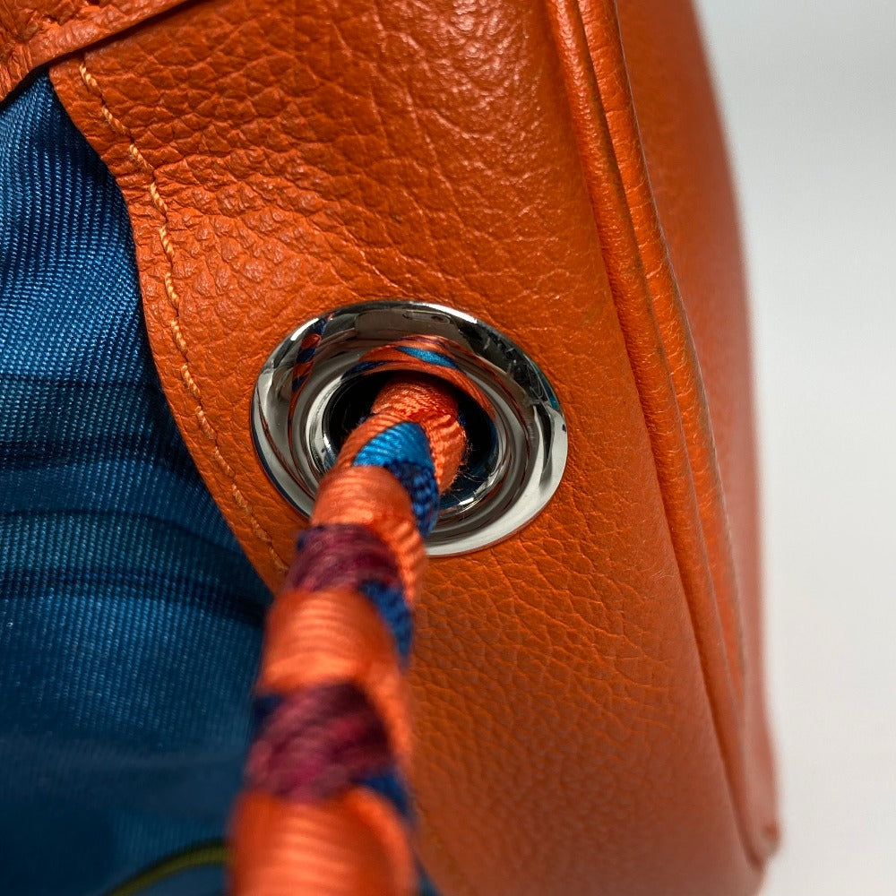HERMES Shoulder Bag Silk, Leather Orange Sowacool 22 Drawstring Bag Women Used Authentic