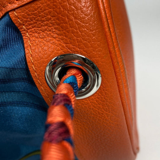 HERMES Shoulder Bag Silk, Leather Orange Sowacool 22 Drawstring Bag Women Used Authentic