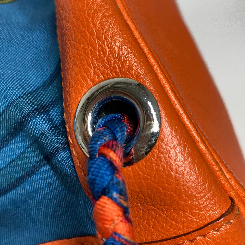 HERMES Shoulder Bag Silk, Leather Orange Sowacool 22 Drawstring Bag Women Used Authentic