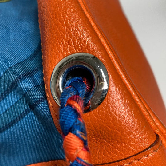 HERMES Shoulder Bag Silk, Leather Orange Sowacool 22 Drawstring Bag Women Used Authentic