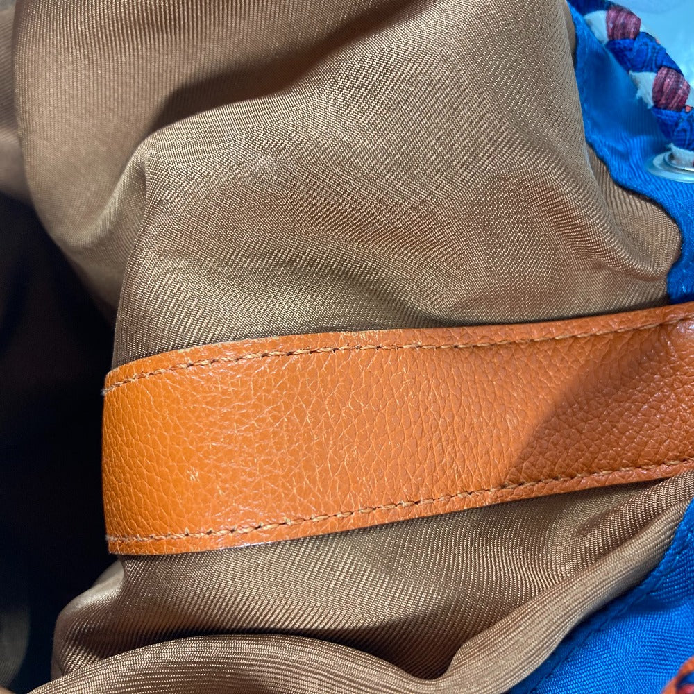 HERMES Shoulder Bag Silk, Leather Orange Sowacool 22 Drawstring Bag Women Used Authentic