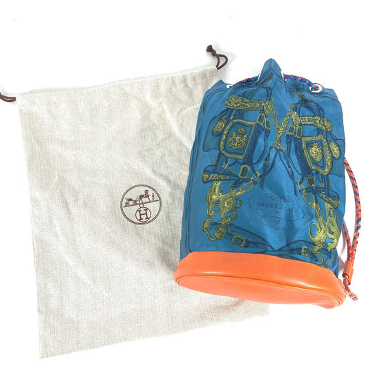 HERMES Shoulder Bag Silk, Leather Orange Sowacool 22 Drawstring Bag Women Used Authentic