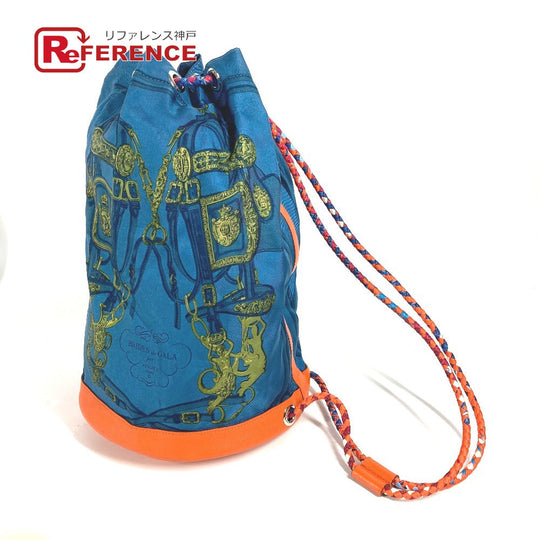 HERMES Shoulder Bag Silk, Leather Orange Sowacool 22 Drawstring Bag Women Used Authentic