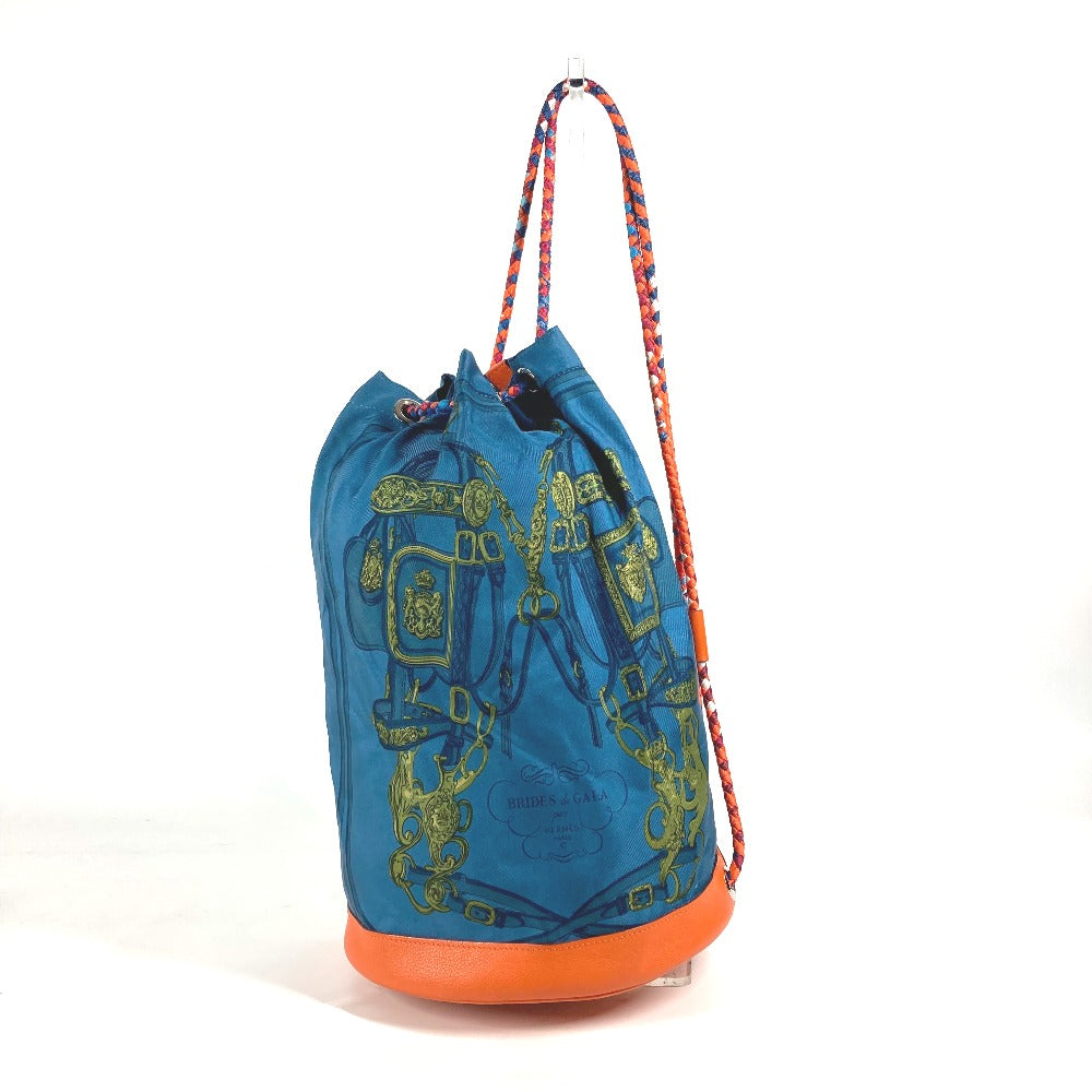HERMES Shoulder Bag Silk, Leather Orange Sowacool 22 Drawstring Bag Women Used Authentic